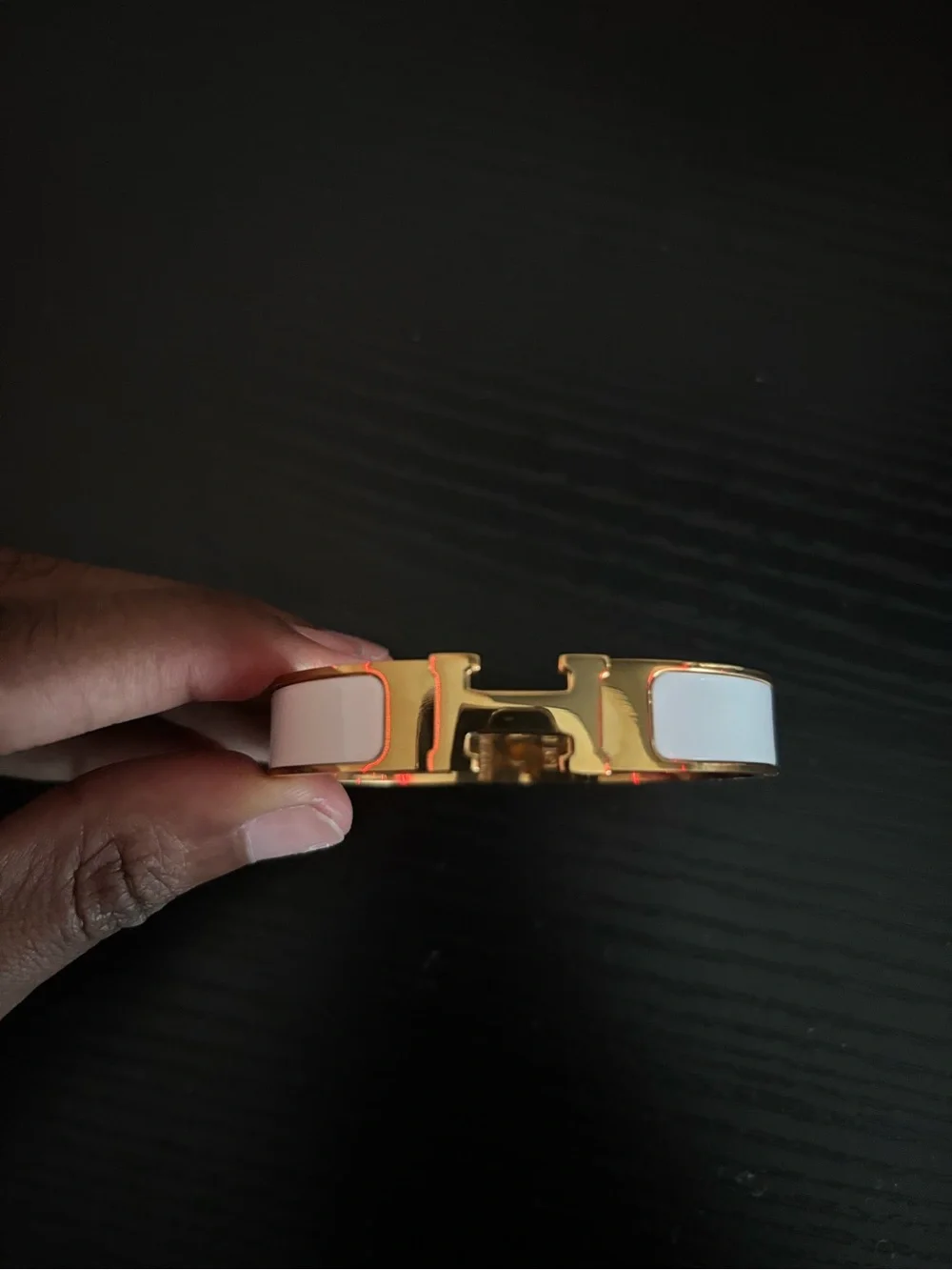 White Enamel and Gold Plated Bracelet